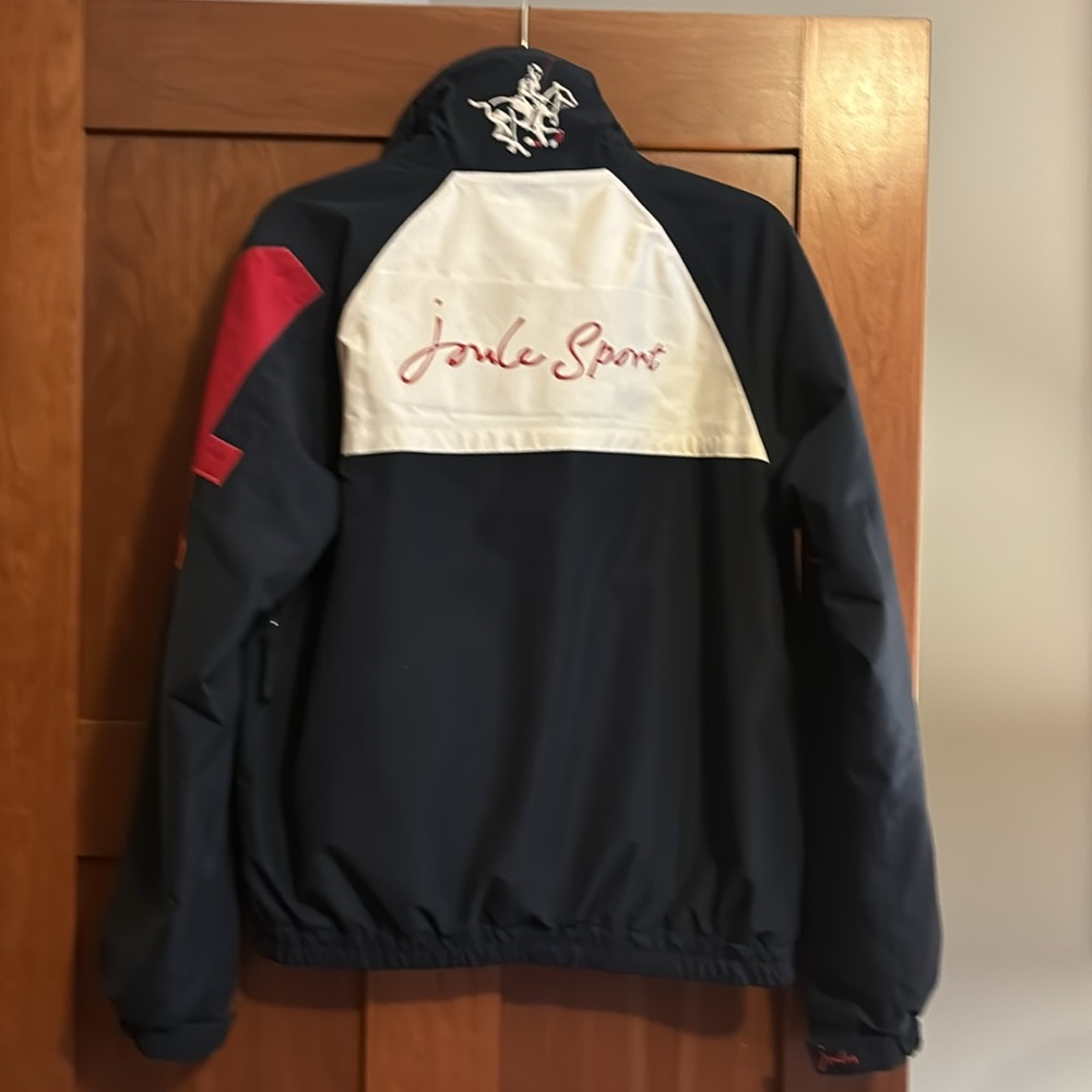 Joules Polo Sport Quilted Equestrian Mens Jacket. Blue (Navy), Red & White Sz XS - Picture 2 of 12